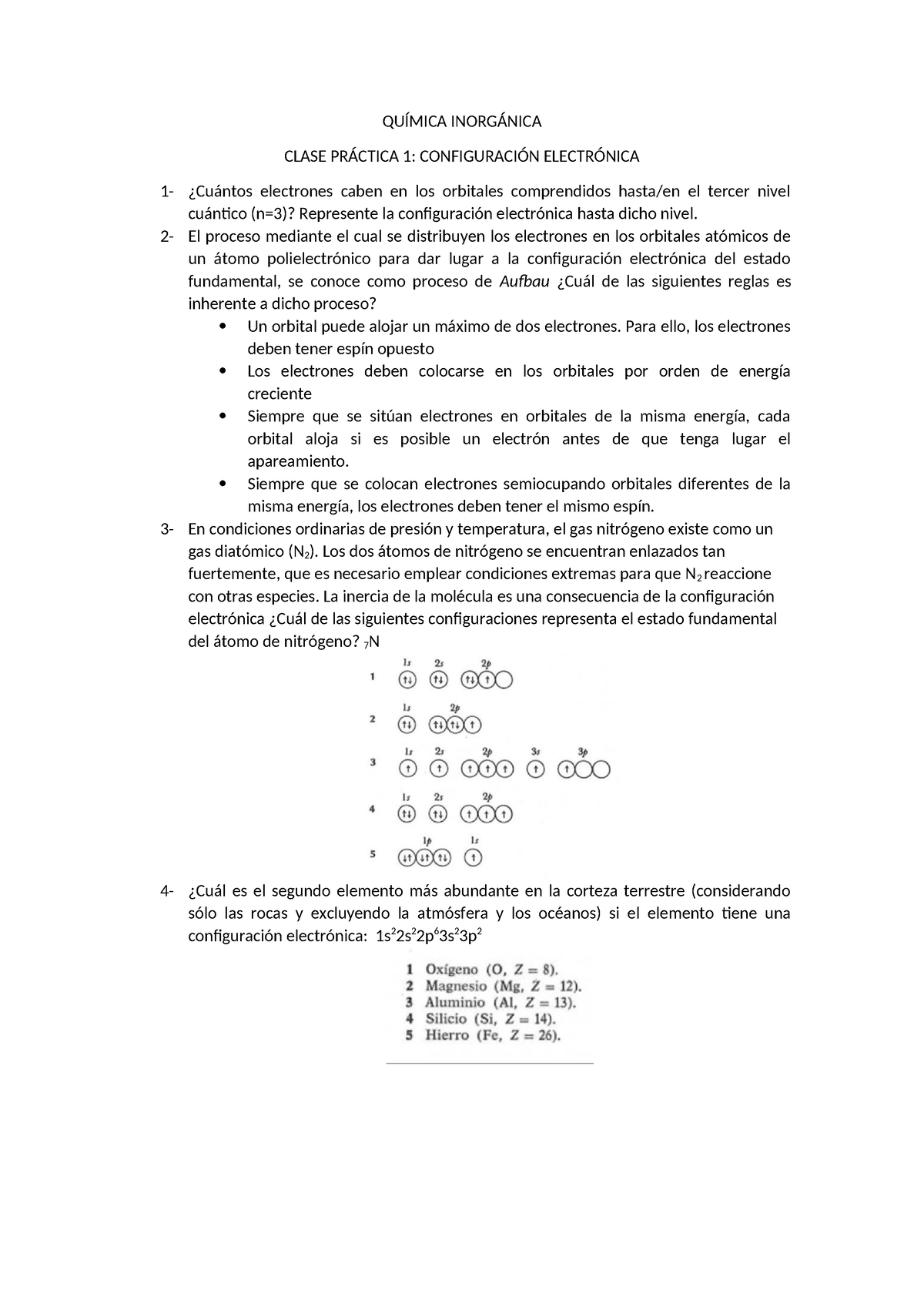 Clase Práctica De Configuración QuÍmica InorgÁnica Clase PrÁctica 1 ConfiguraciÓn ElectrÓnica 6974