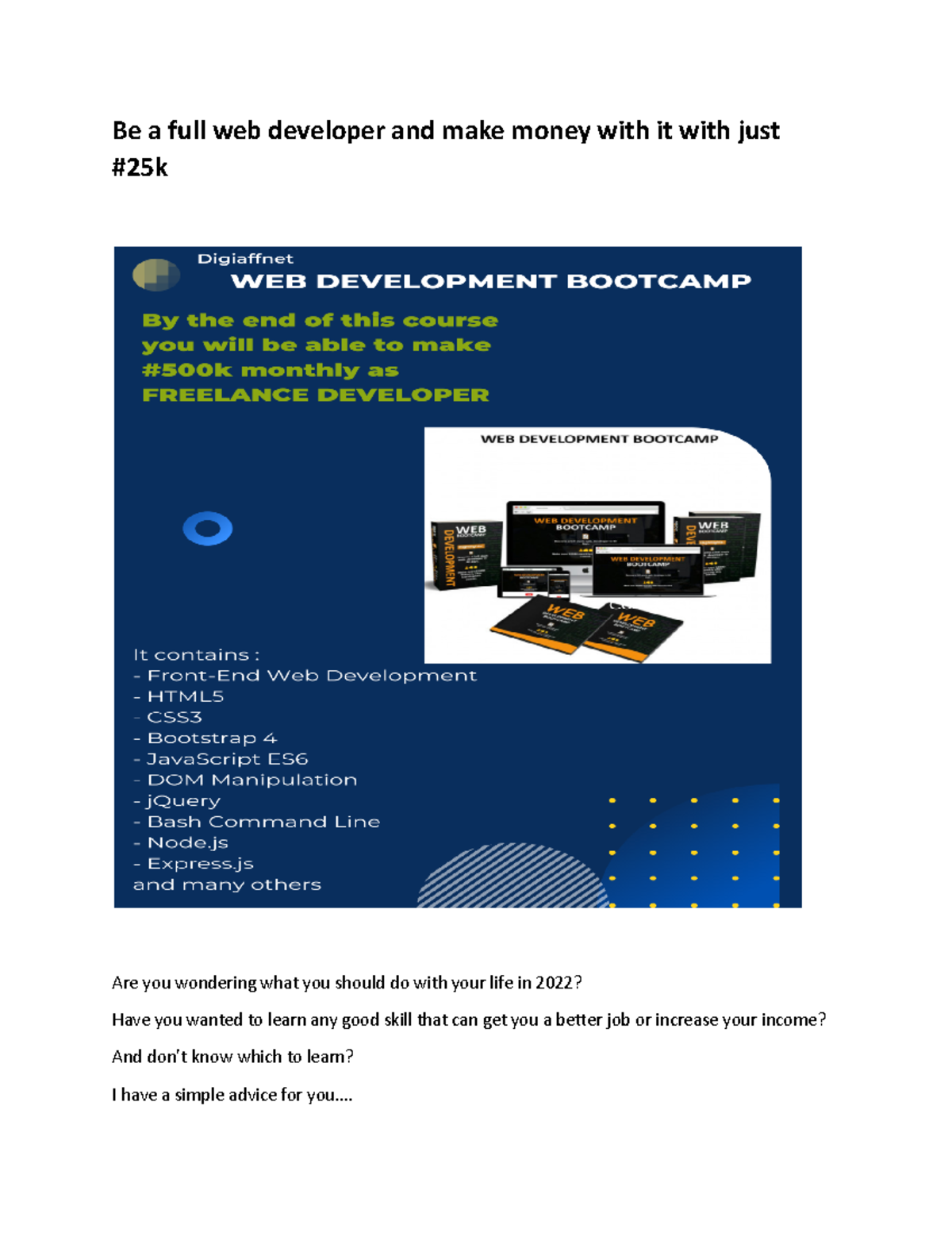 WEB Development Bootcamp - Be a full web developer and make money with ...