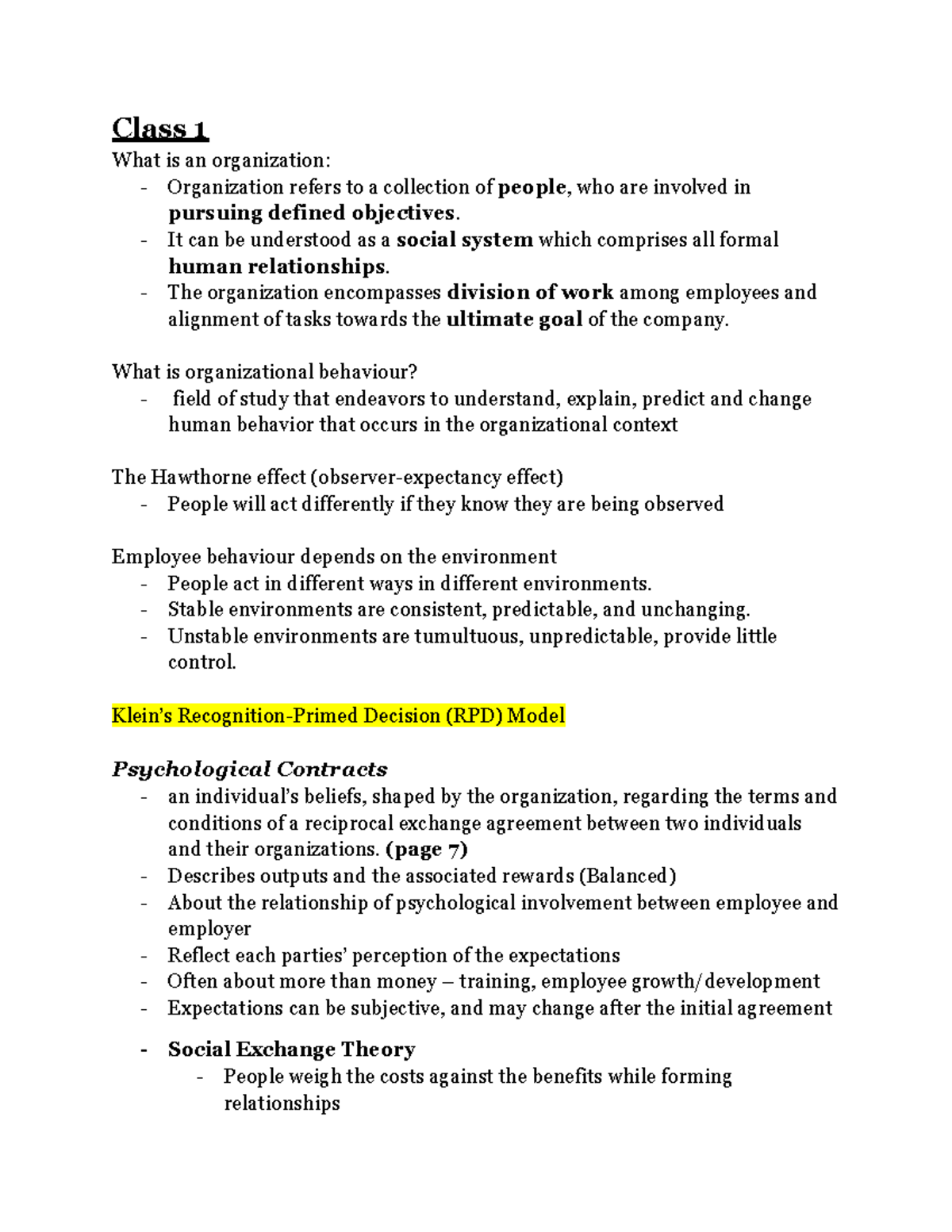 Chapter 1-6 Notes - Class 1 What is an organization: - Organization ...