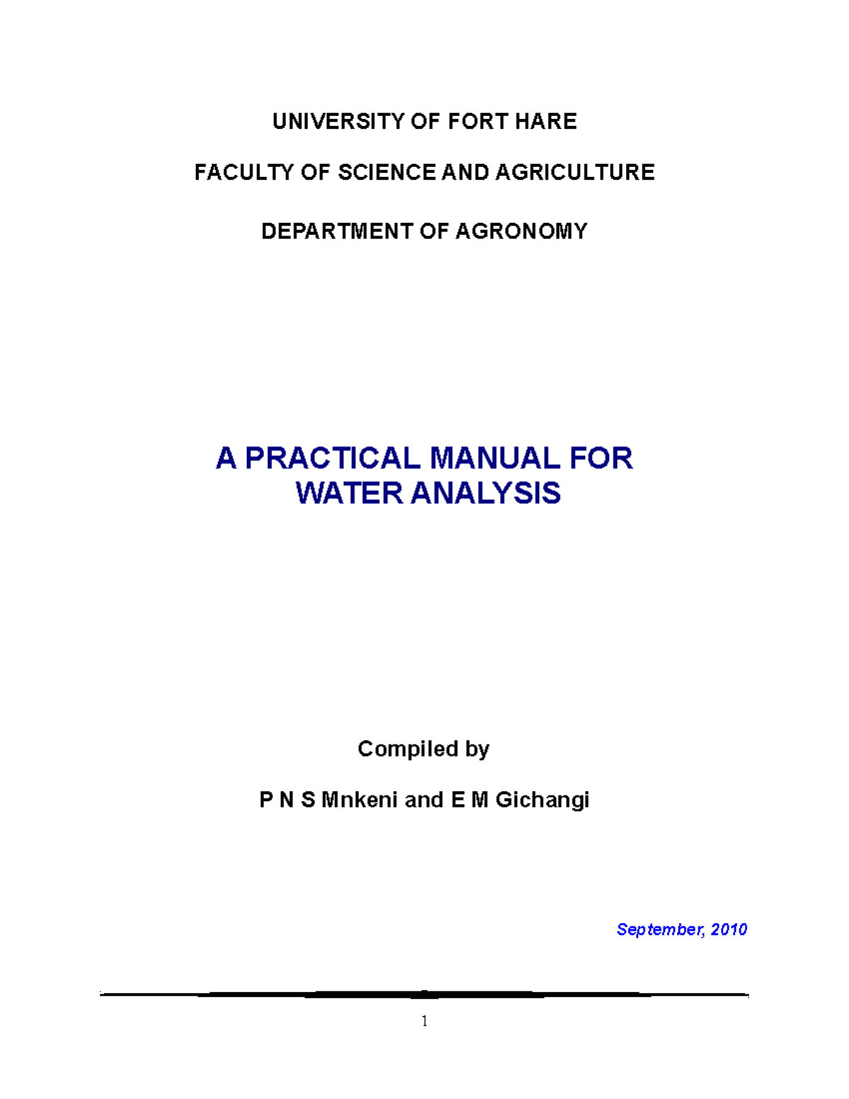 practical-manual-for-water-analysis-university-of-fort-hare-faculty