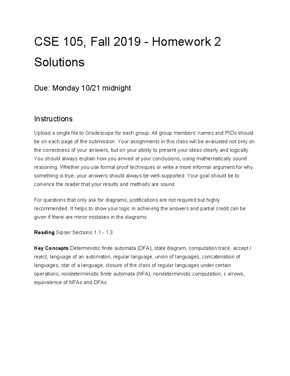 Httpscseweb.ucsd - Mcqs - CSE 105, Fall 2019 - Homework 2 Solutions Due ...