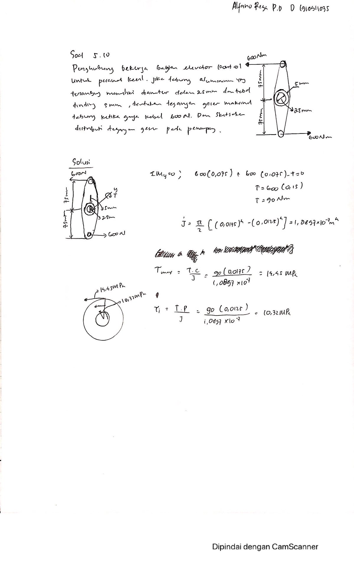 Exercise 5.10 Mechanics Of Materials - Mekanika Kekuatan Material - Studocu