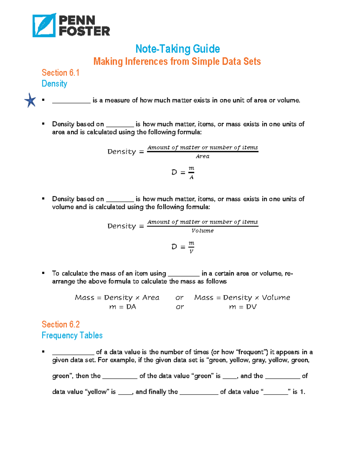 Guided Notes Lesson 6 - 6.1 - 6.5 - Making Inferences from Simple Data ...