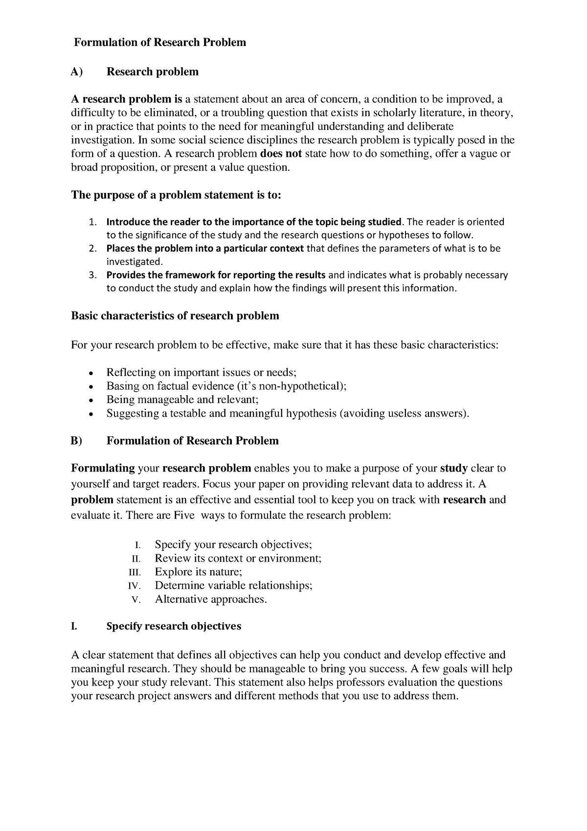 S4. Formulation of research problem - Formulation of Research Problem A ...