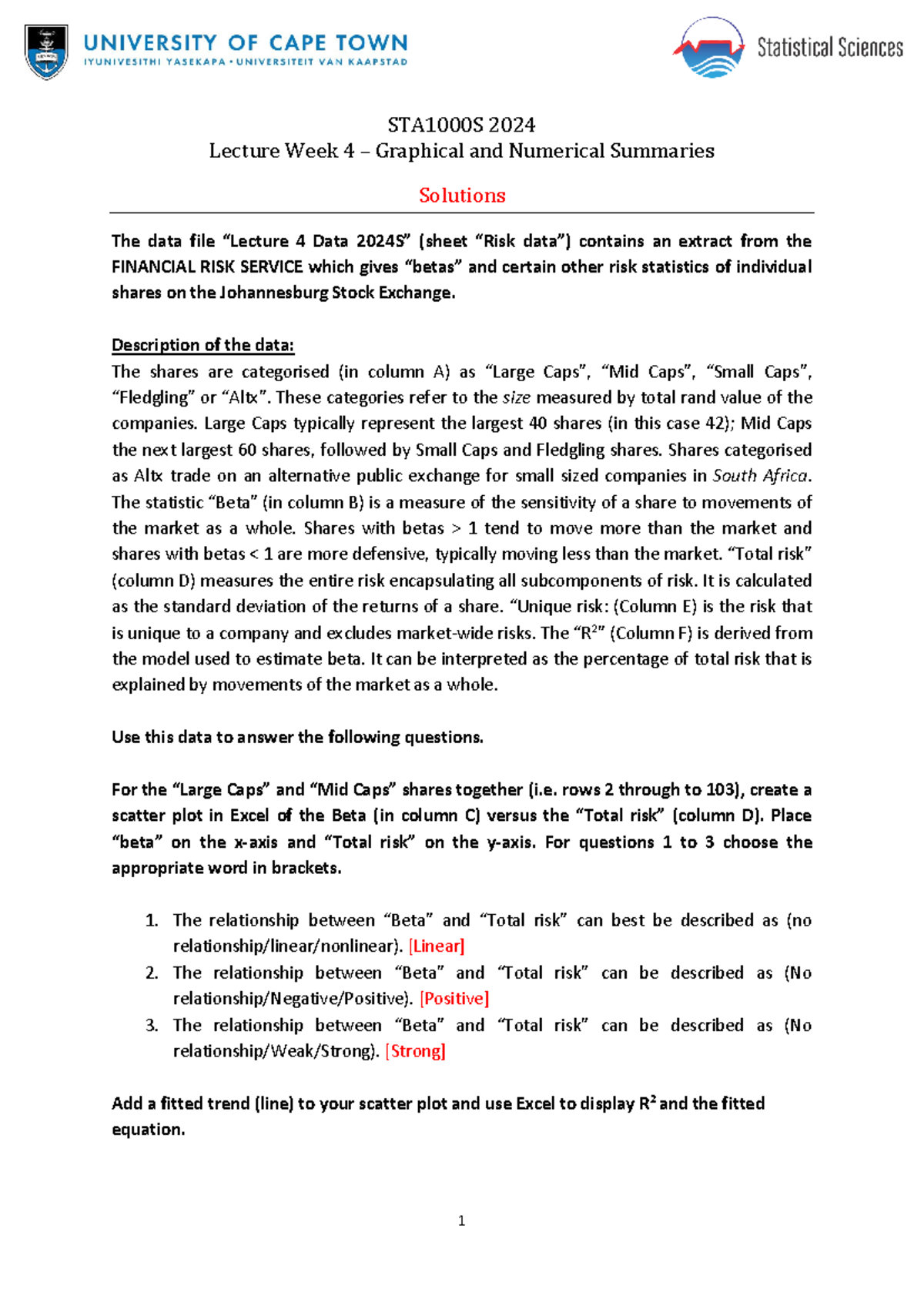 Lecture Week 4 STA1000S 2024 solutions - 1 STA1000S 2024 Lecture Week 4 ...