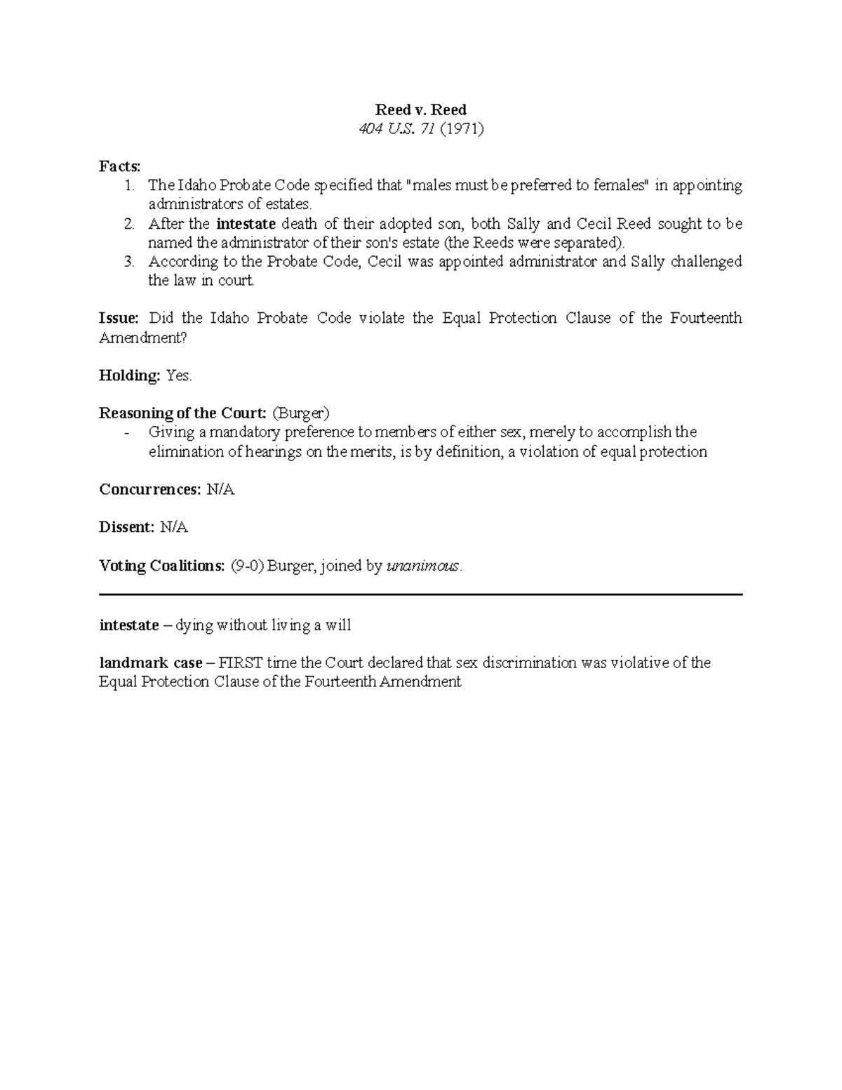Reed v Reed POLS/AAST 356 taught by Professor Kevin Lyles students