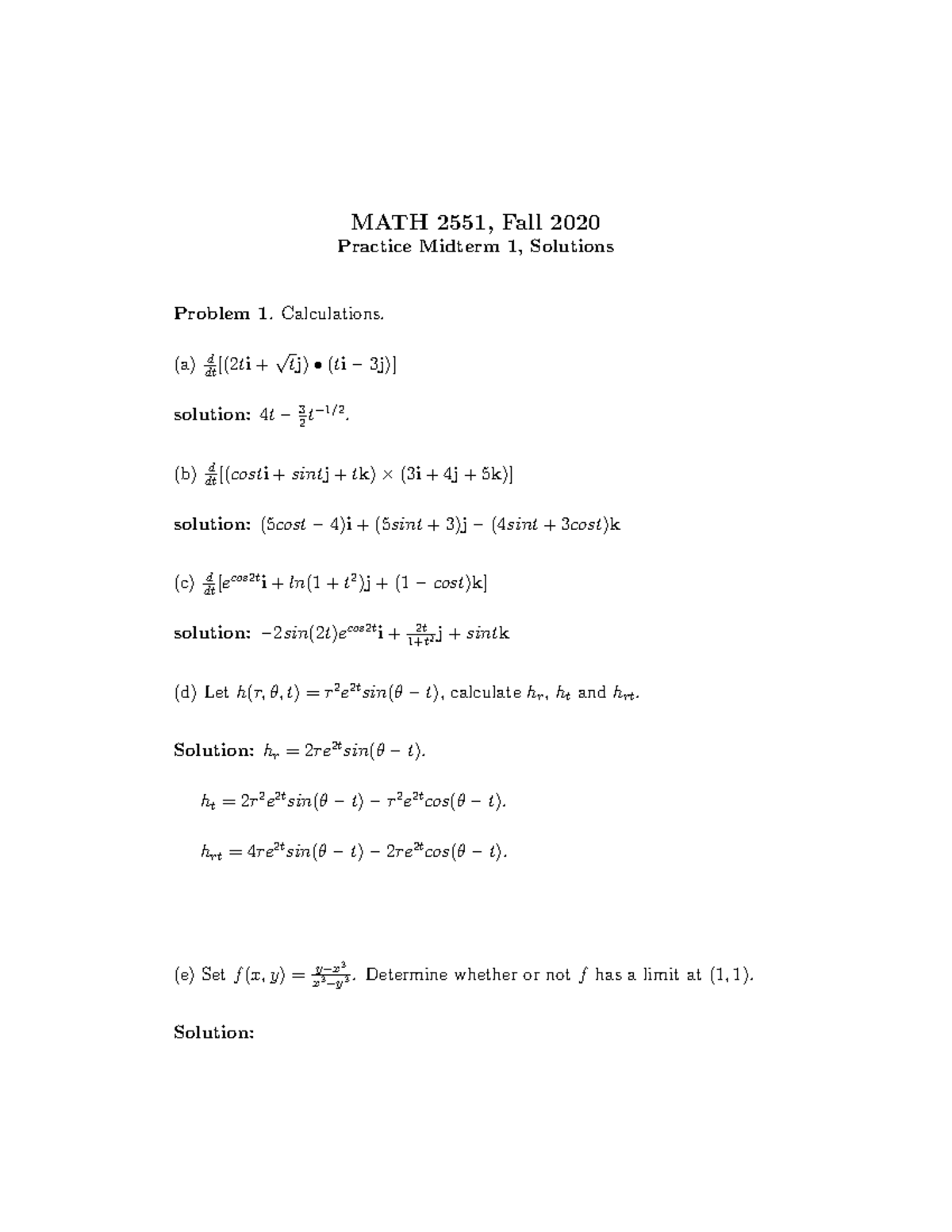 Pr1s - Practice Tests - MATH 2551, Fall 2020 Practice Midterm 1 ...