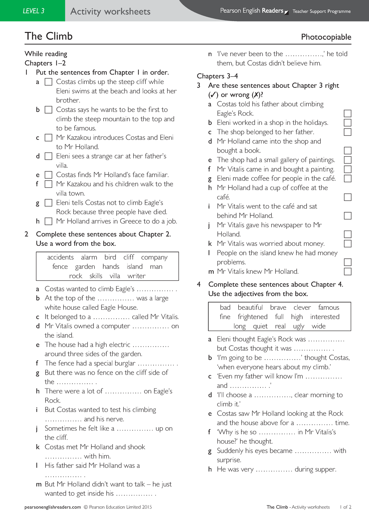 pearson education limited 2010 photocopiable answer key