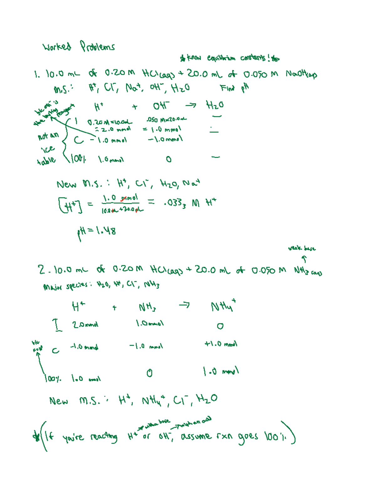 CHEM131 example problems - Worked Problems know equilibrium constants ...