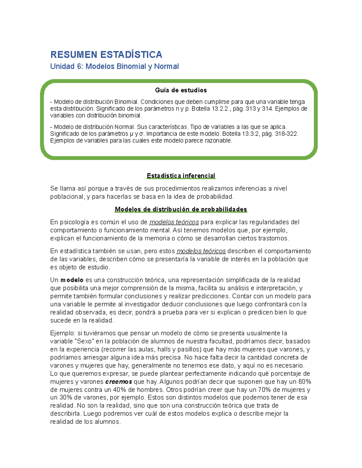 Resumen Estadistica 2DO Parcial.pdf - RESUMEN ESTADÍSTICA Unidad 6 ...