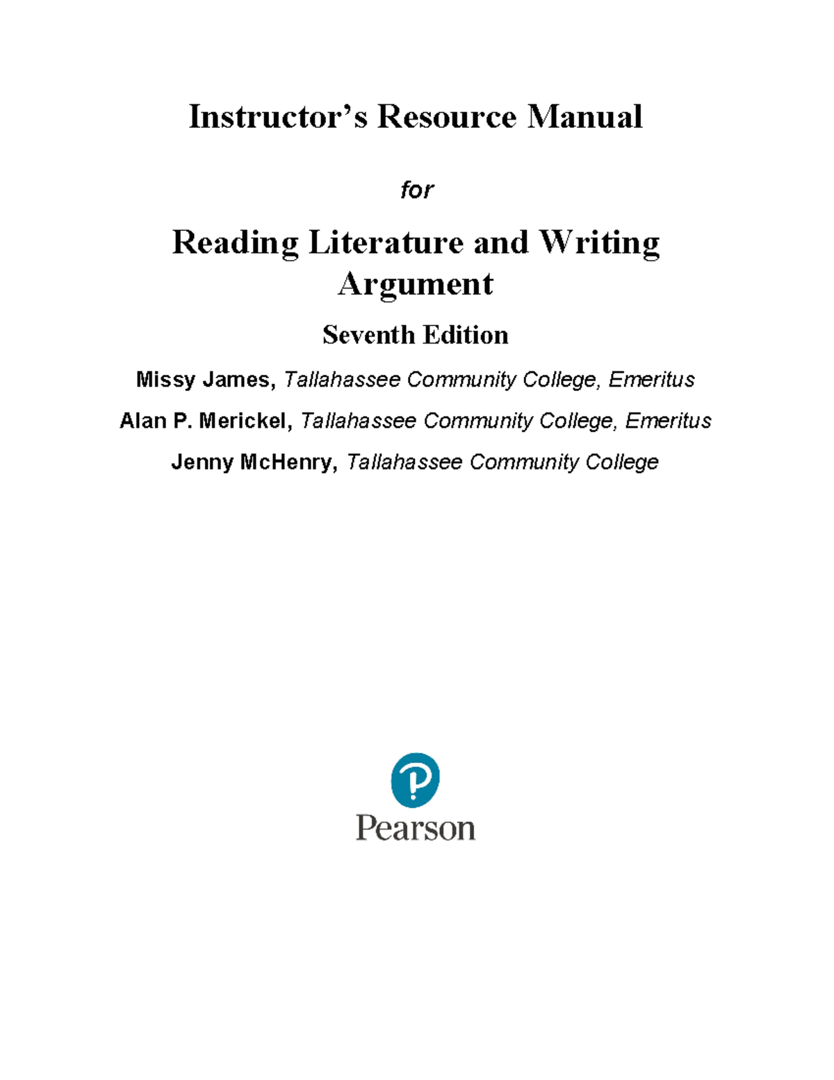 Instructor’s Resource Manual for Reading Literature and Writing