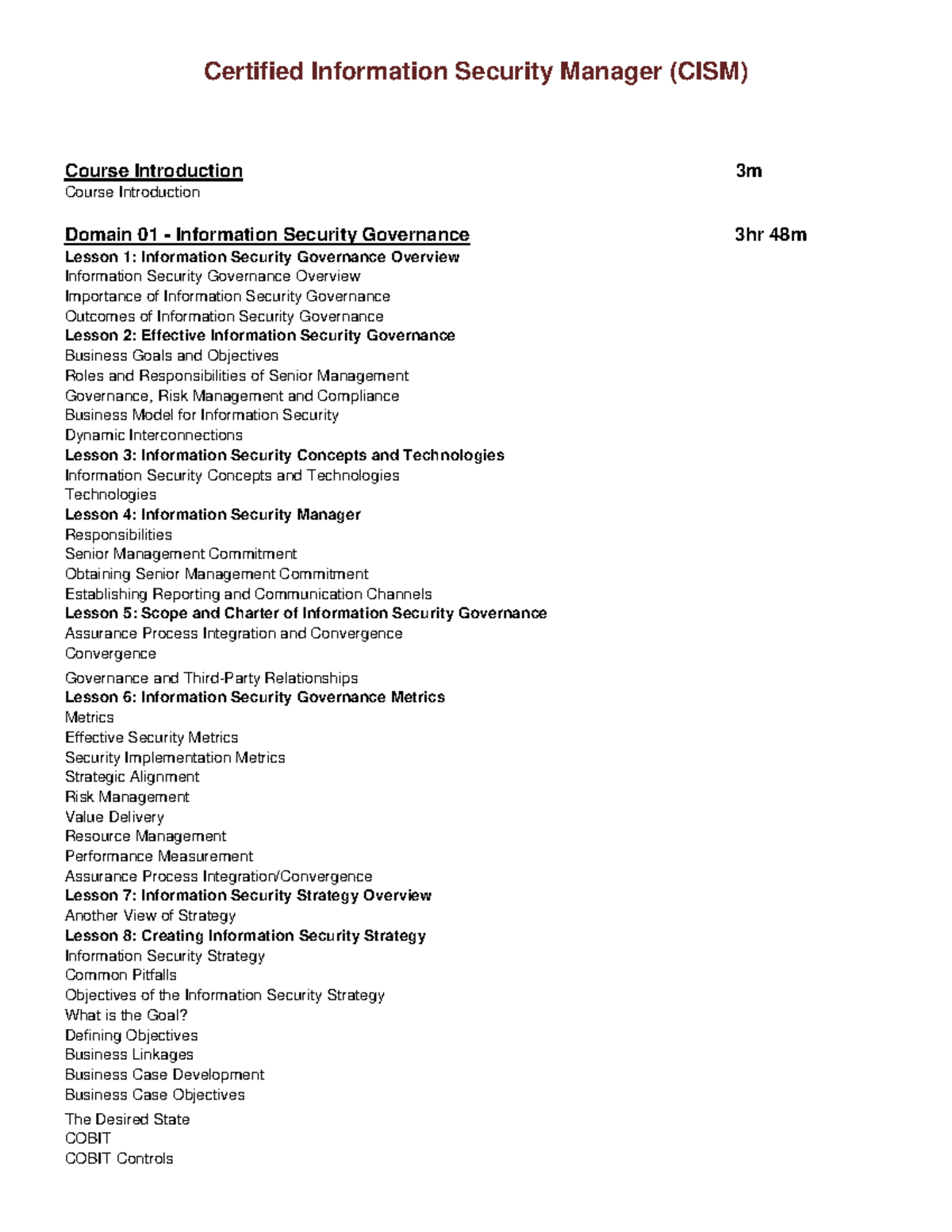 CISM - blueprints - v good summary - Certified Information Security ...