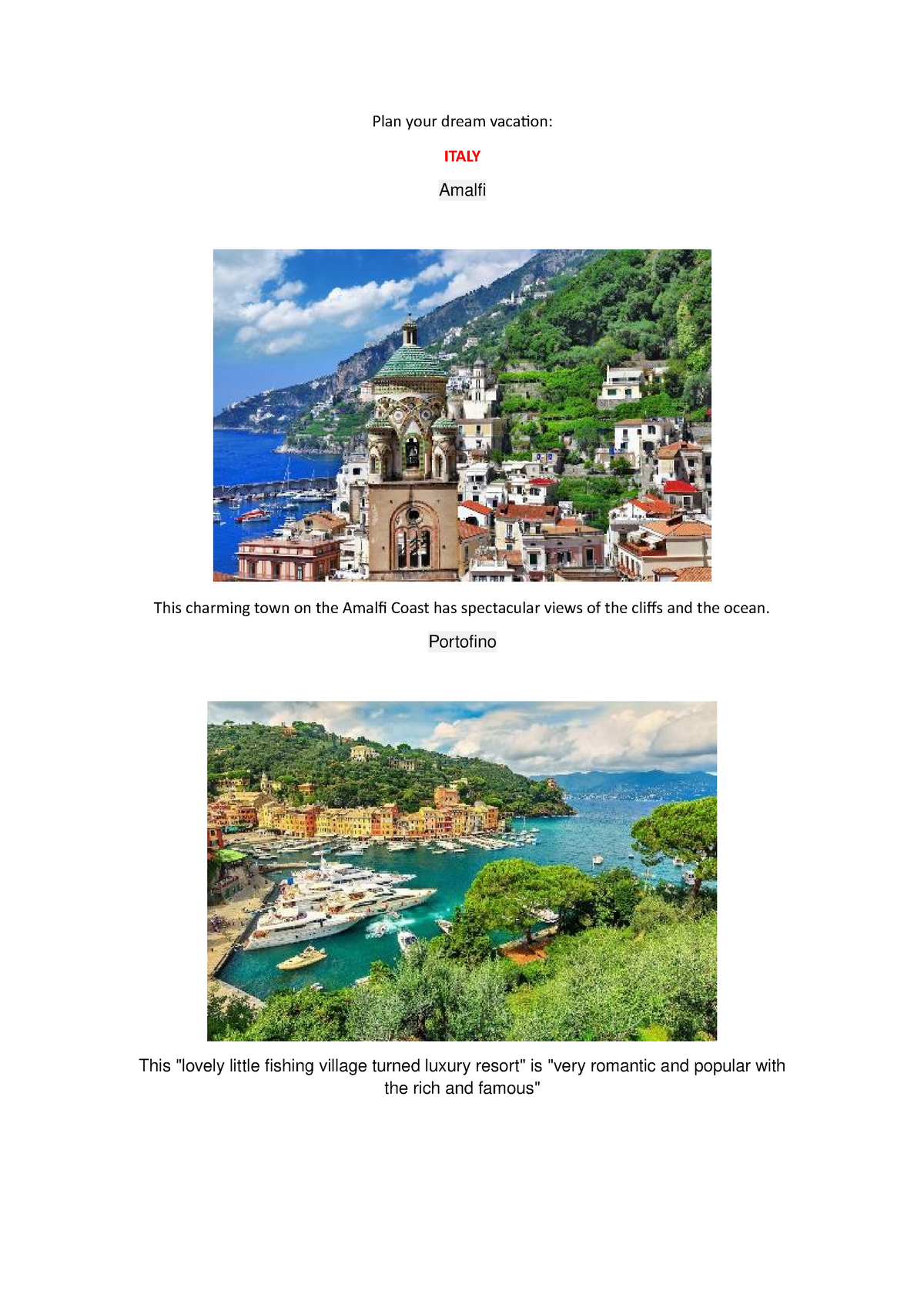 my dream vacation italy essay