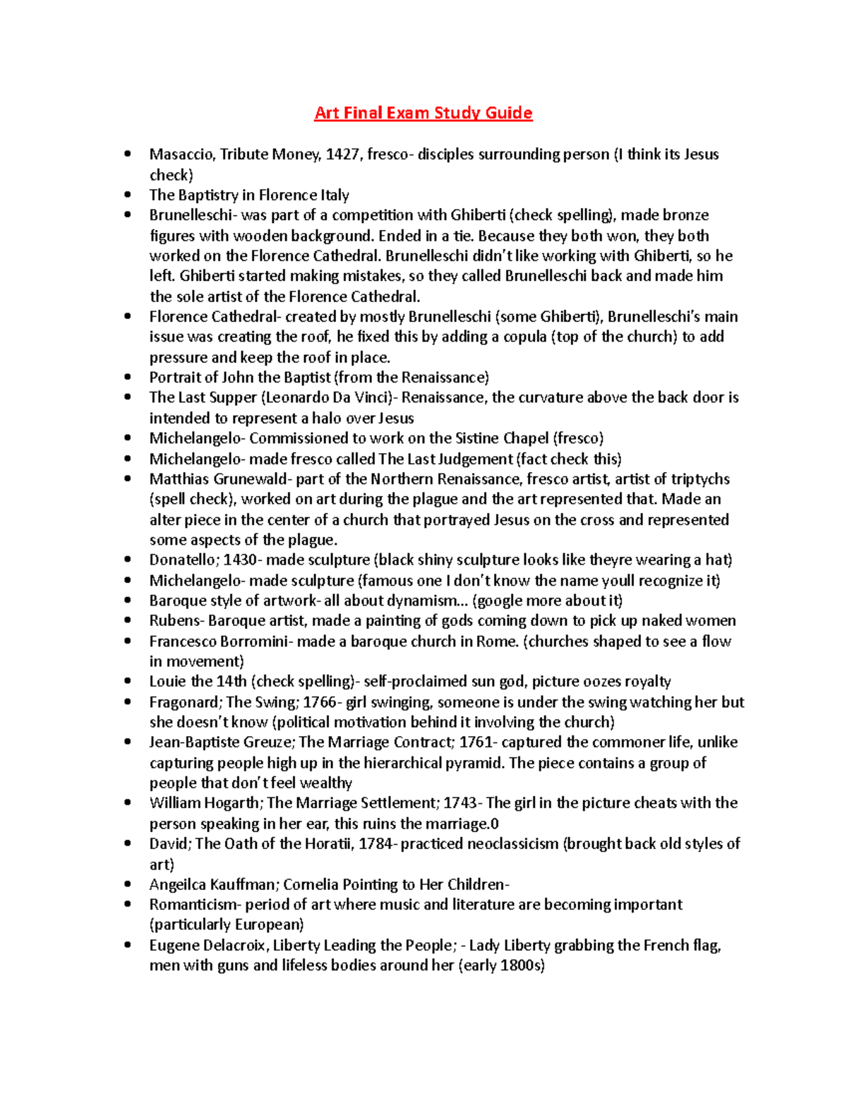 Art Notes Final Exam - Art Final Exam Study Guide - Studocu