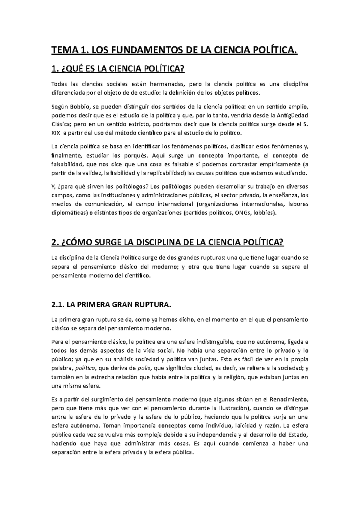 1. Los fundamentos de la ciencia política - TEMA 1. LOS FUNDAMENTOS DE ...