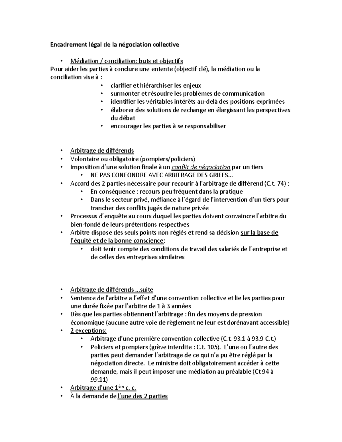 Encadrement légal de la négociation collective Encadrement légal de