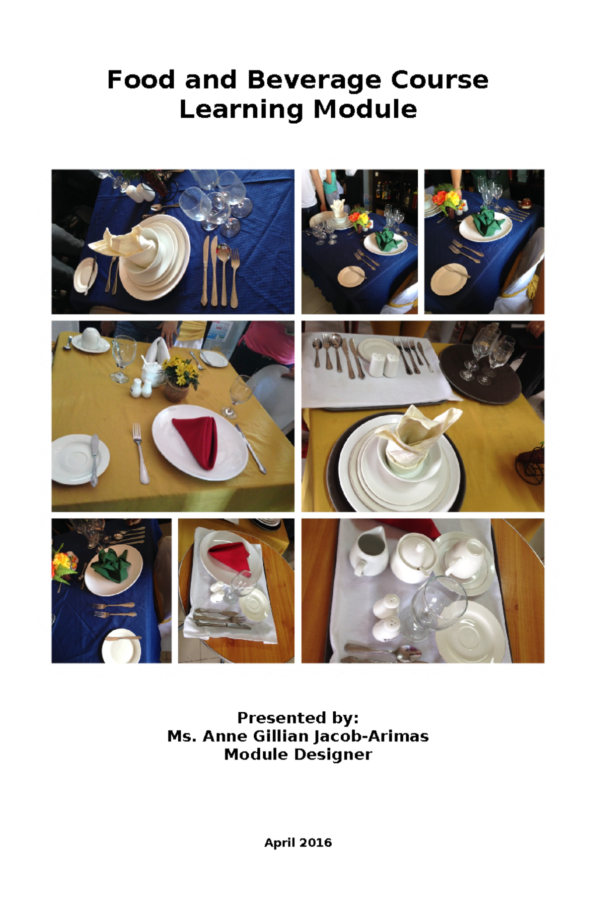 Food and Beverage Course Learning Module - Food and Beverage Course ...