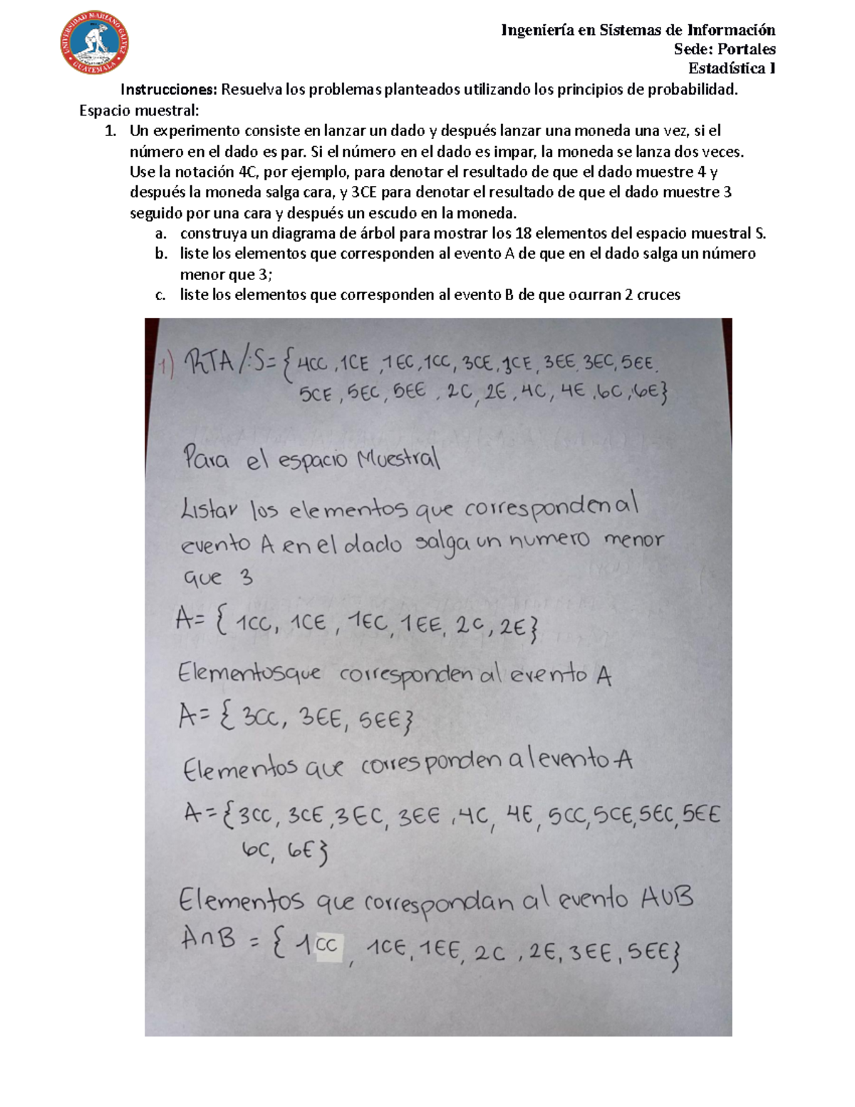 Tarea 5 Probabilidades - Sede: Portales Estadística I Instrucciones ...