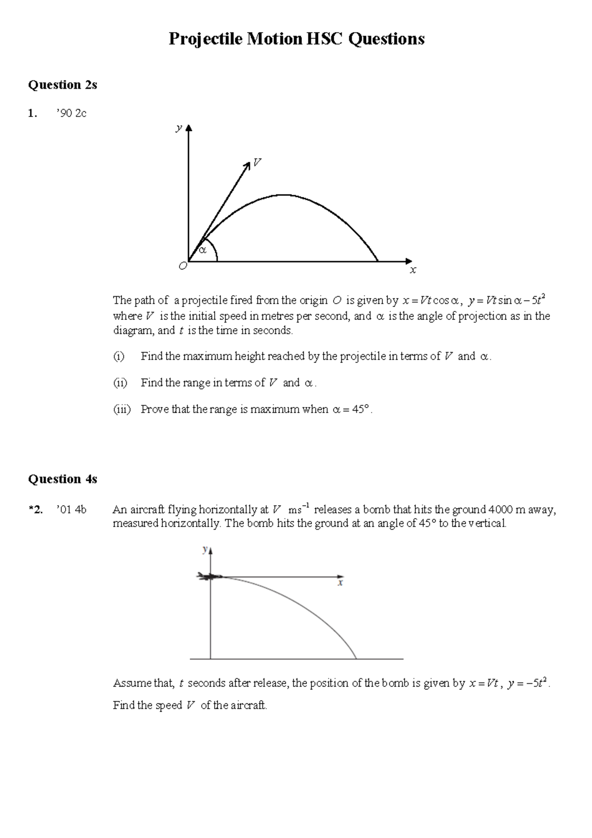 Projectile Motion HSC Questions - Projectile Motion HSC Questions ...