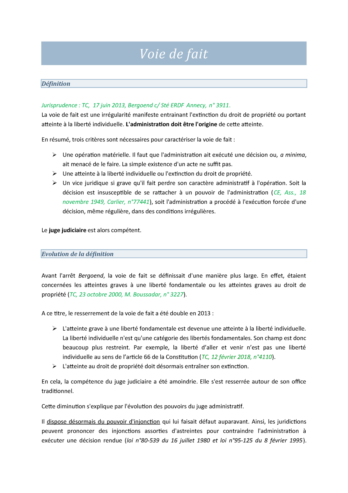 la voie de fait en droit administratif dissertation