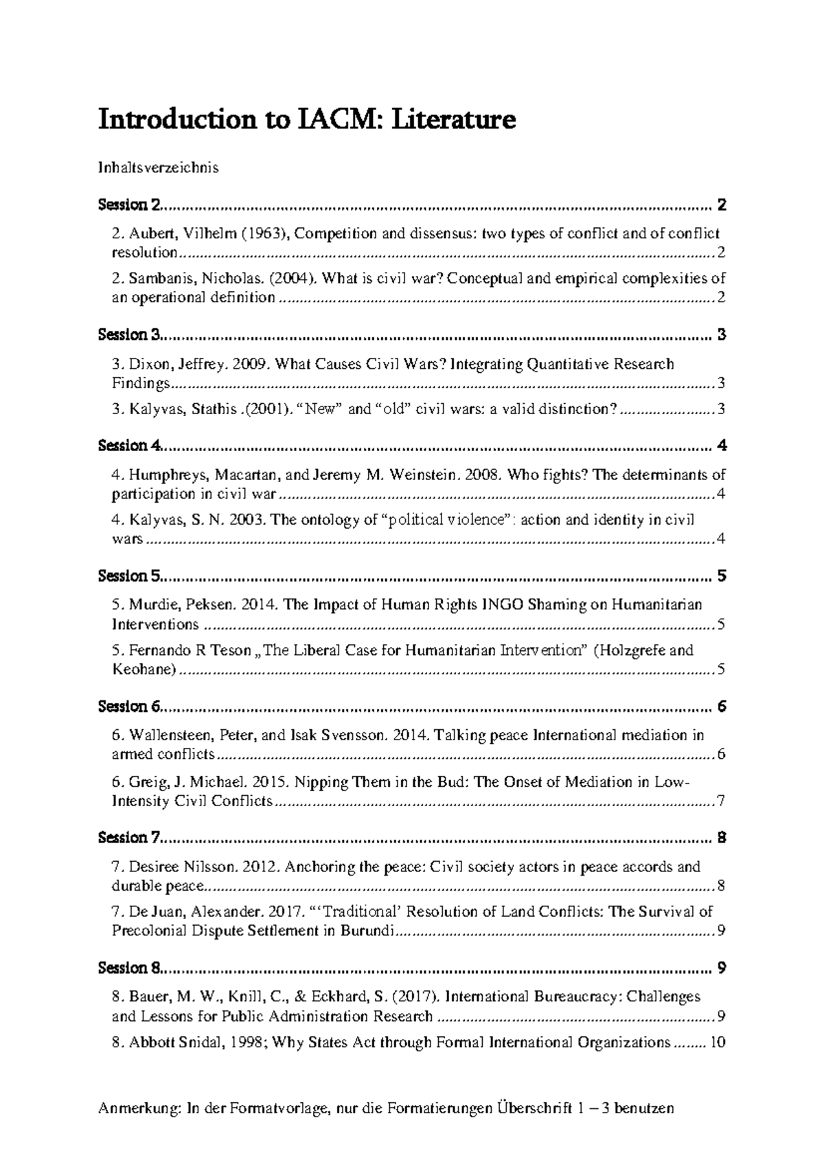 Introduction to International administration and conflict management ...