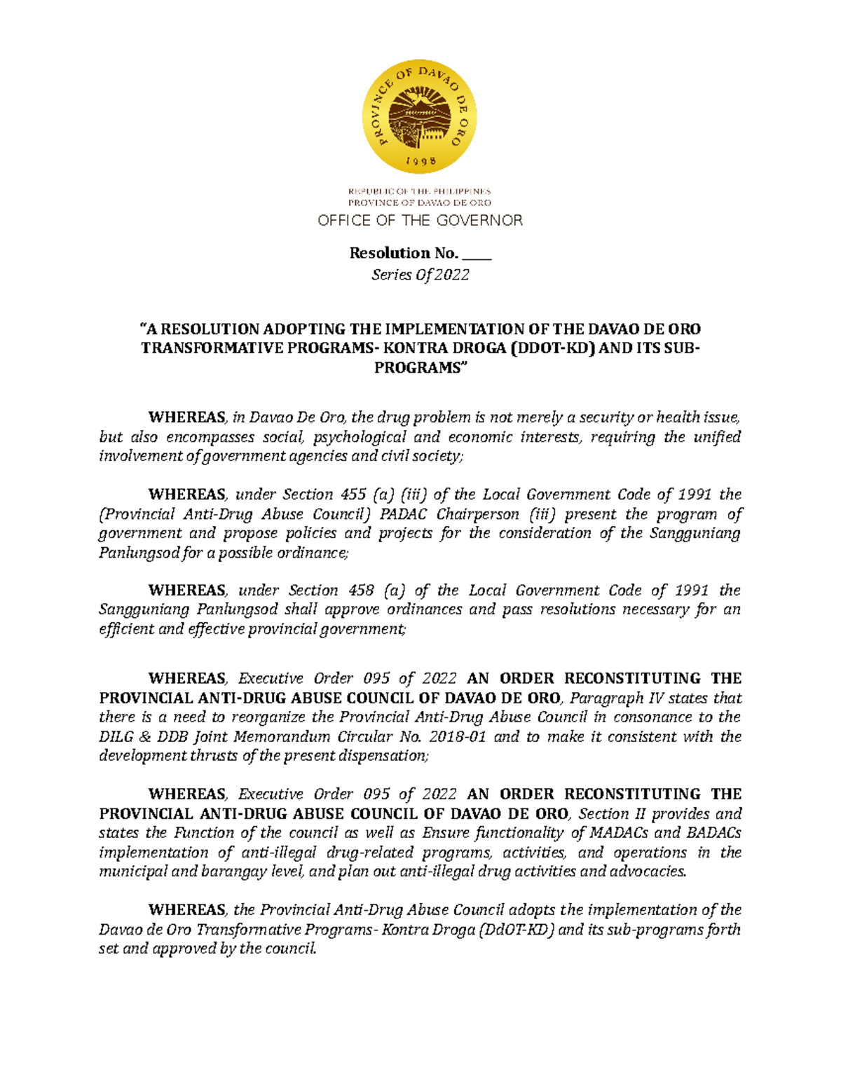 Padac Resolutions - PAPERS FOR REQUIREMENTS - Resolution No ...