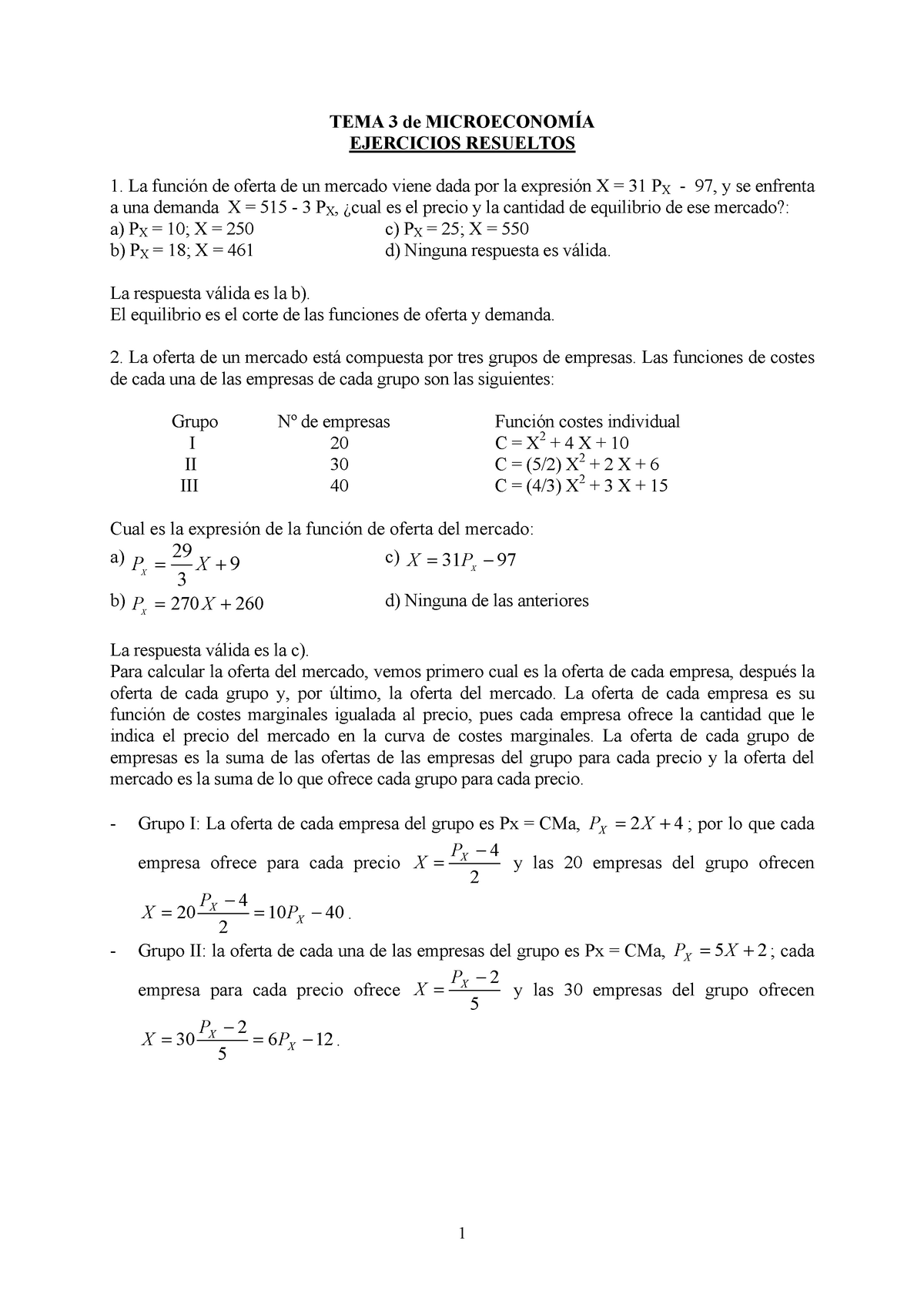 Ejercicios Tema 3 Resueltos - TEMA 3 De MICROECONOMÍA EJERCICIOS ...