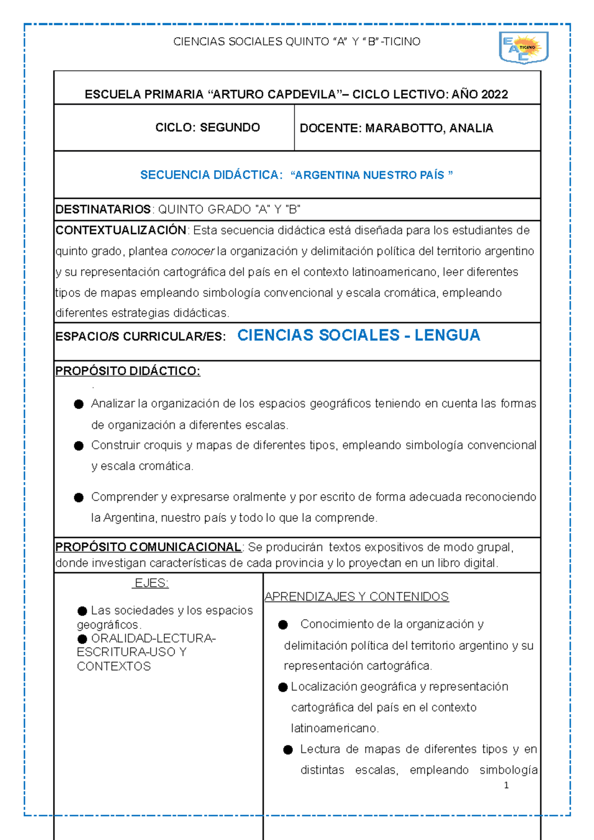 Secuencia DE Ciencias Sociales- Lengua - ESCUELA PRIMARIA “ARTURO ...