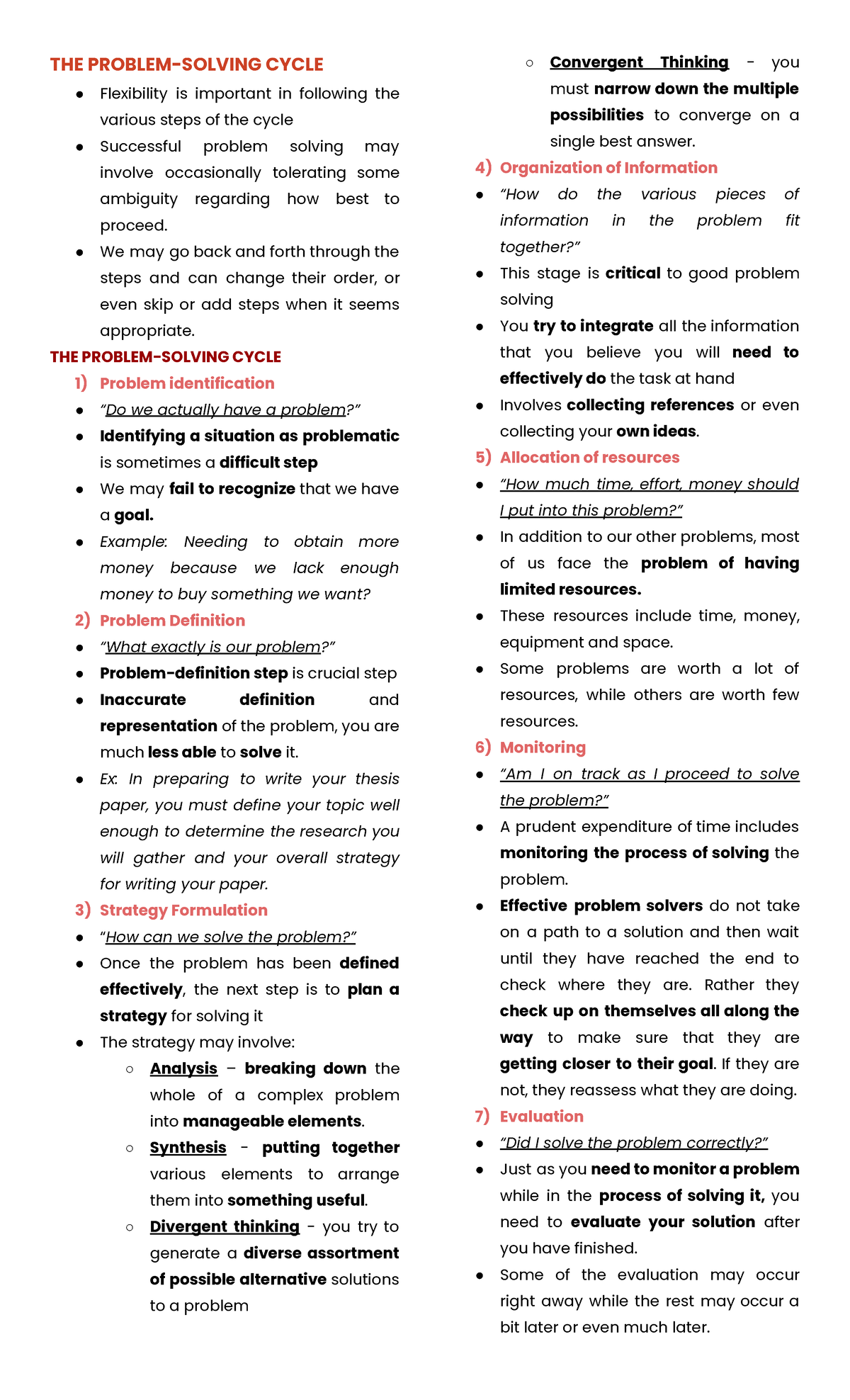 Problem Solving AND Creativity Cognitive Psych - THE PROBLEM-SOLVING ...