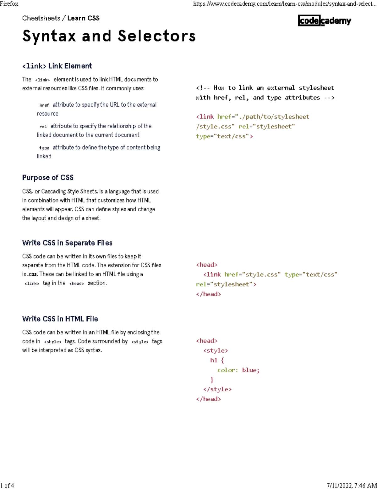 Cheatsheet - abcd - The element is used to link HTML documents to ...