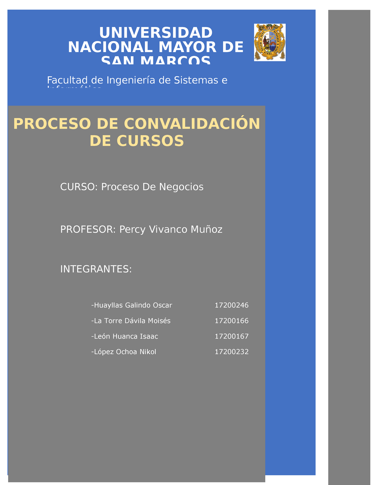 Proceso DE Convalidaci N DE Cursos-1 - UNIVERSIDAD NACIONAL MAYOR DE ...