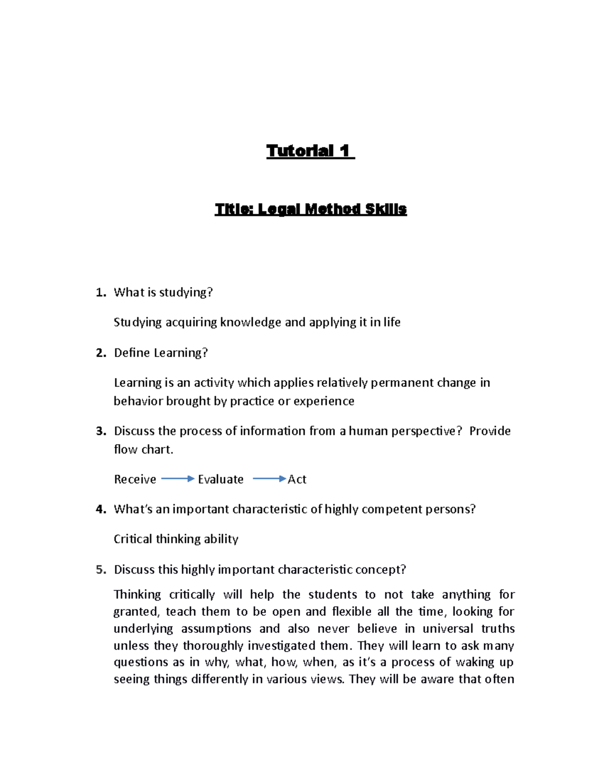Legal Method Tutorial 1 Draft Tutorial 1 Title Legal Method Skills Legal Method Tutorial 1 Draft Tutorial 1 Title Legal Method Skills
