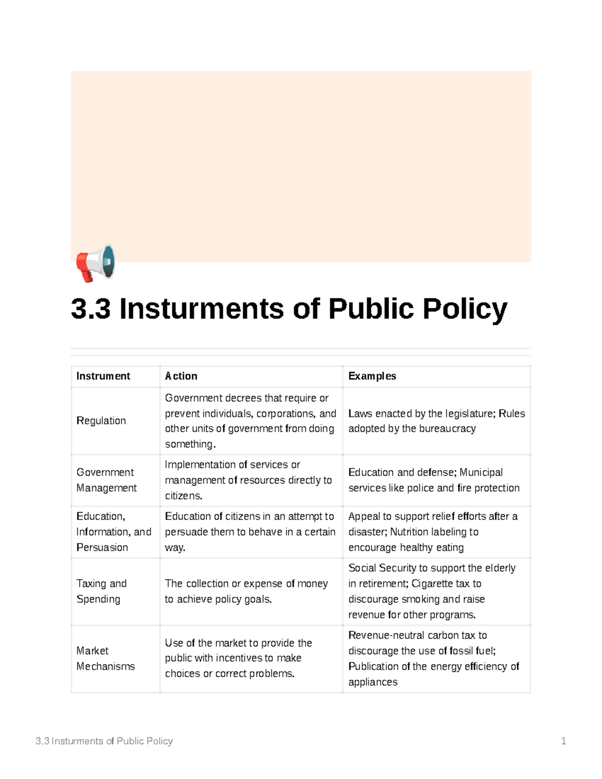 3.3 instruments of public policy Ð 3 Insturments of Public Policy