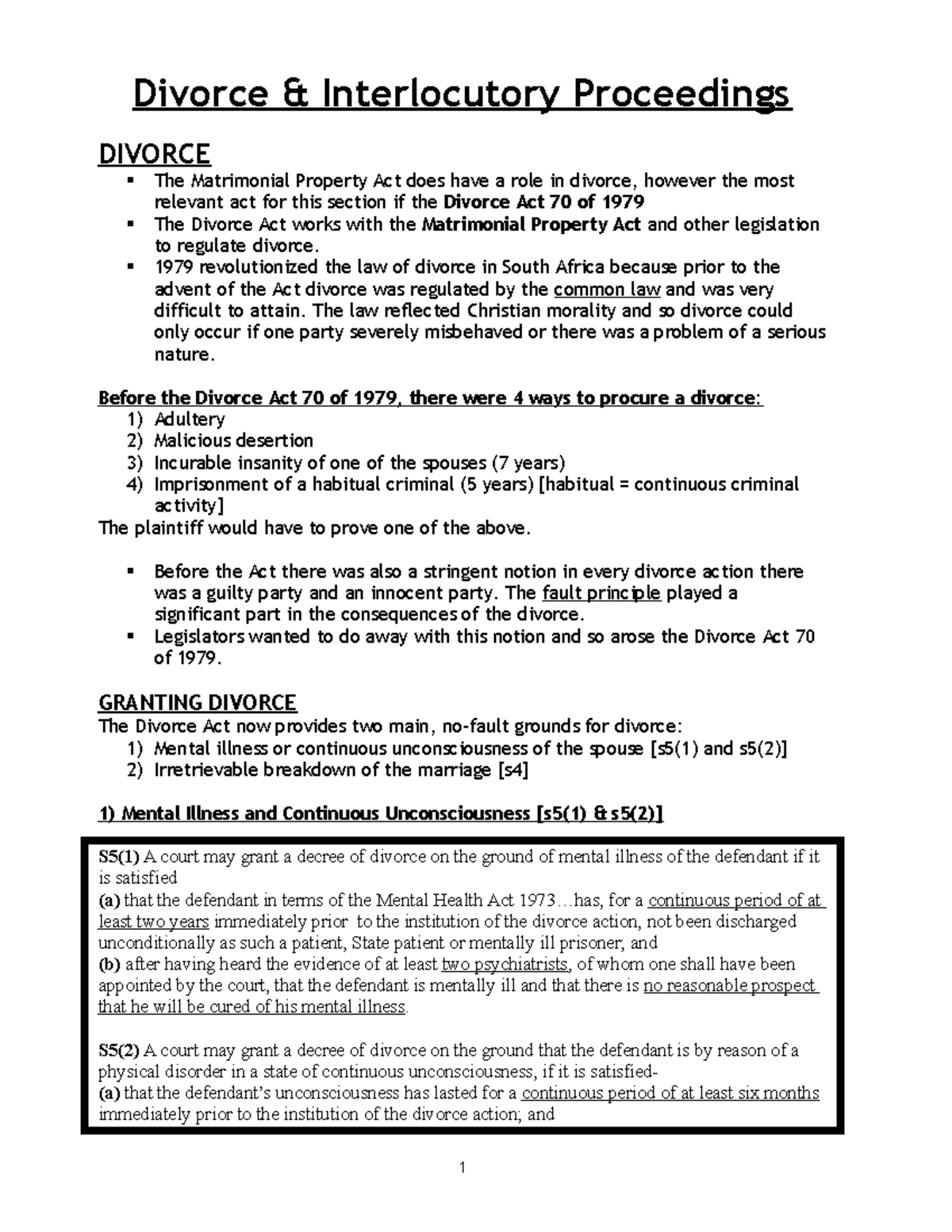 09 - Divorce and Interlocutory Proceedings - Divorce & Interlocutory ...