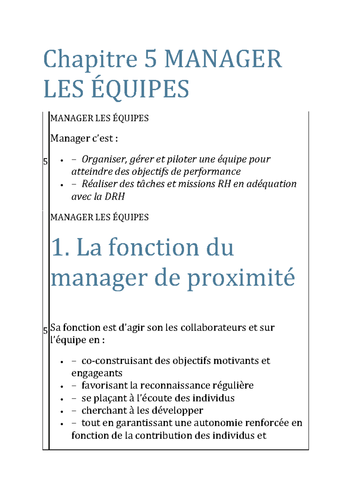 Chapitre 5 Manager LES Équipes - Chapitre 5 MANAGER LES E3 QUIPES 5 ...