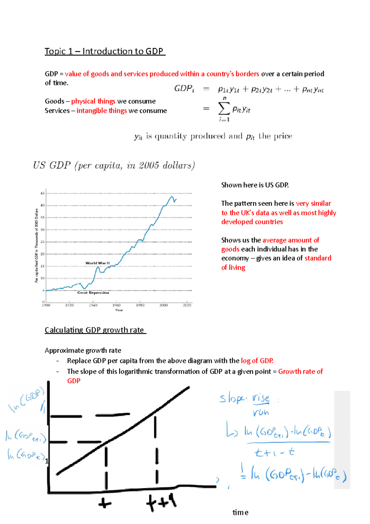 Macro 2 Notes - Topic 1 – Introduction to GDP GDP = value of goods and ...