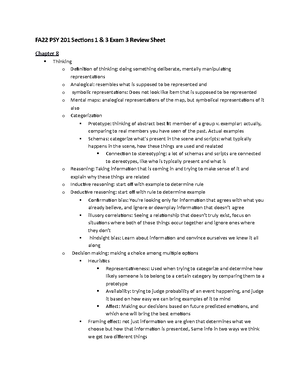Exam 4 Review Sheet - FA22 PSY 201 Sections 1 & 2 Exam 4 Review Sheet ...