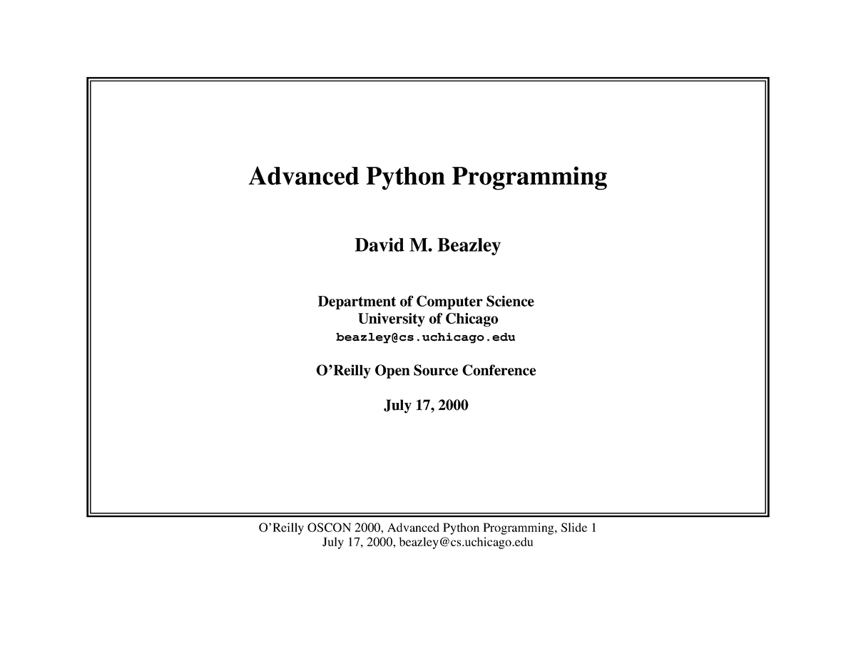 Advanced programmes. Python Cookbook" by David Beazley and Brian k. Jones.
