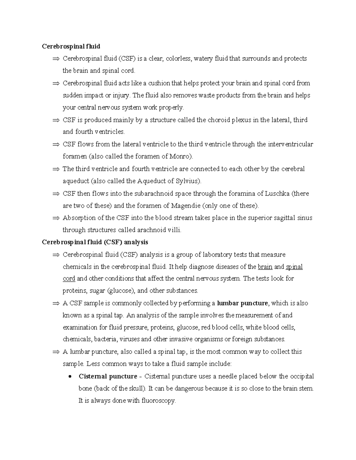 Cerebrospinal fluid - Note for Pathology - Cerebrospinal fluid Þ ...