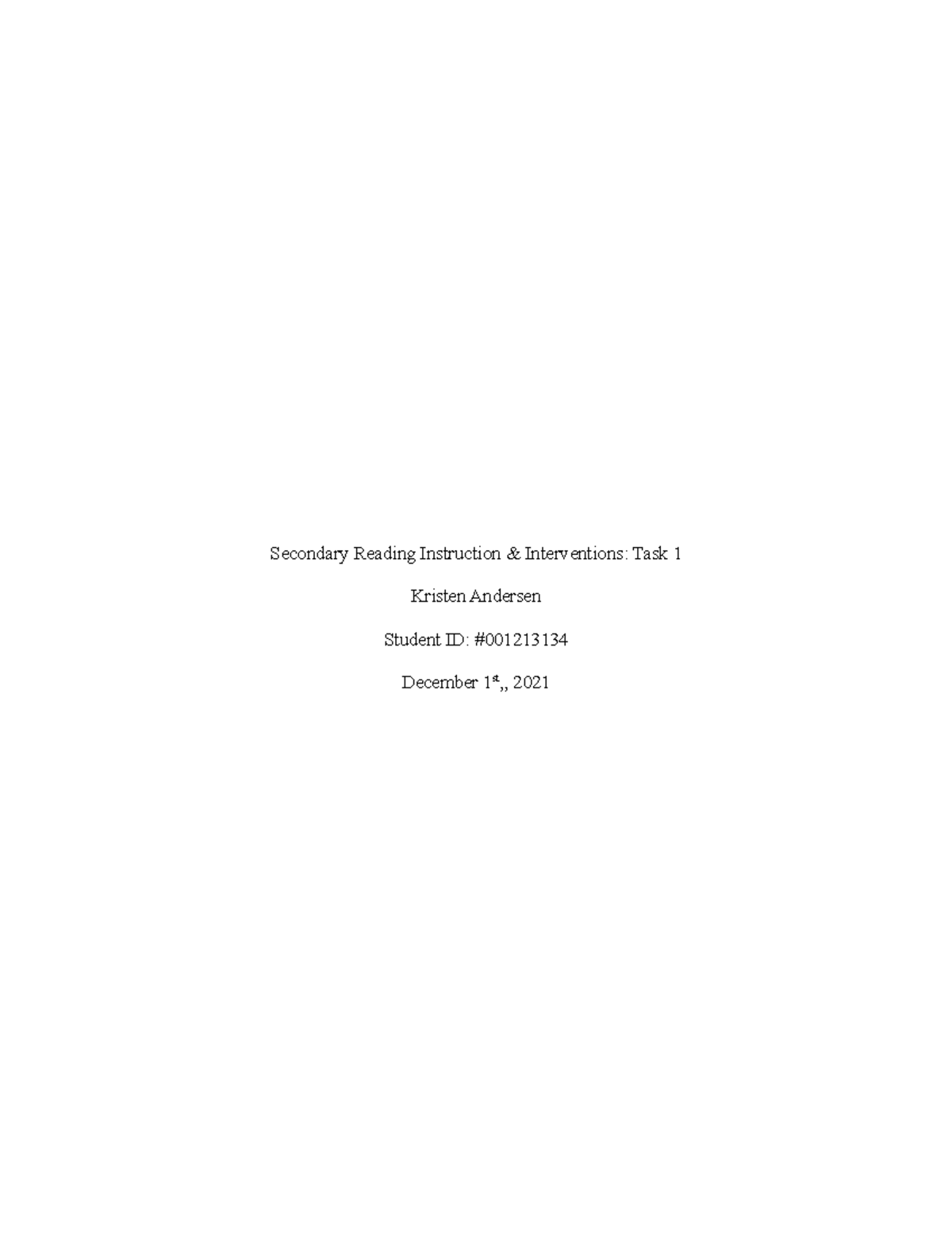 C730 Task 1 Dec 3 - Assignment for Secondary Reading - Secondary ...