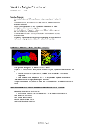 Immunological Tolerance And Autoimmunity - INIM0005 - UCL - Studocu