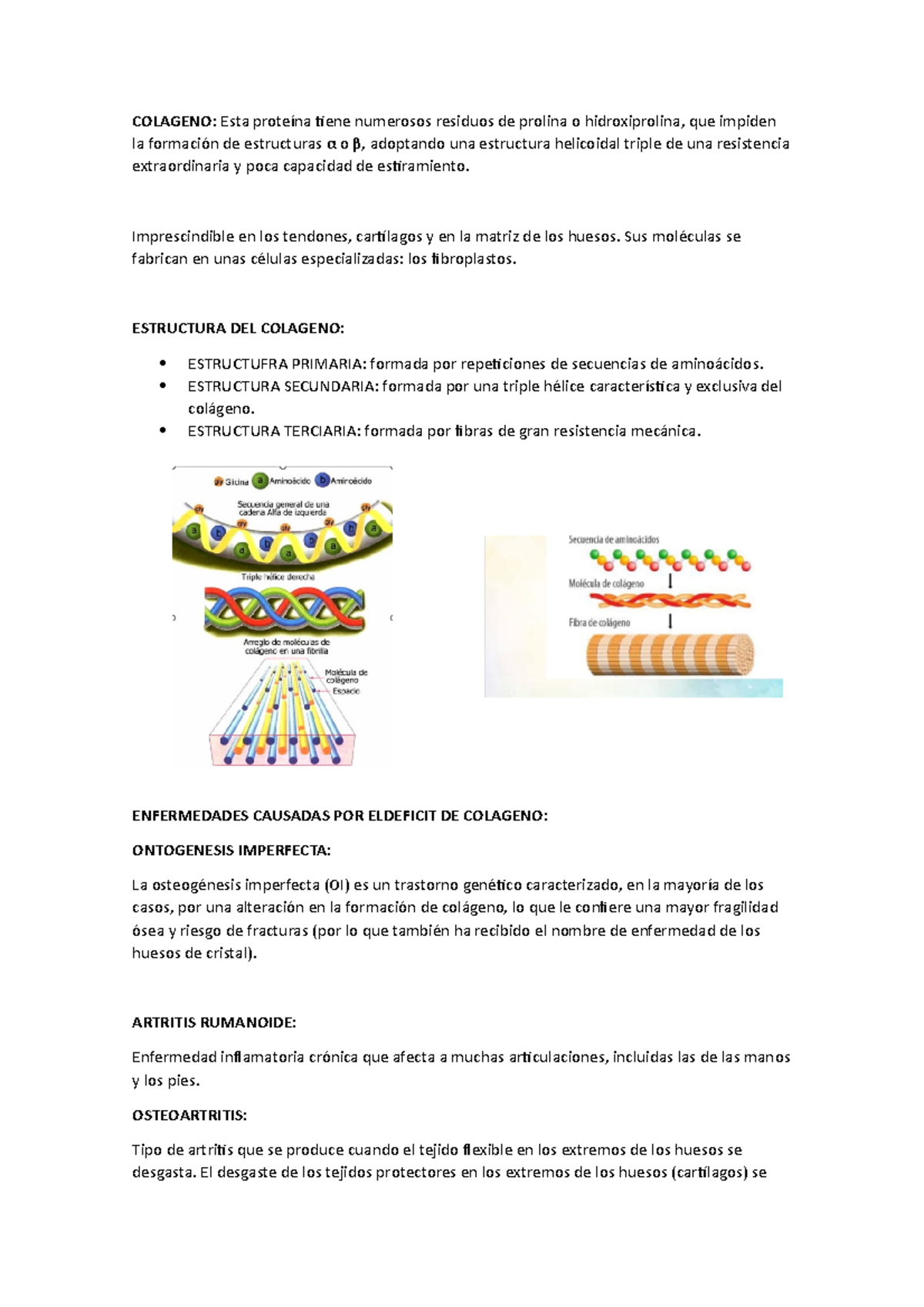 Colageno - Descripción sobre el colágeno. Estructura del colágeno y ...