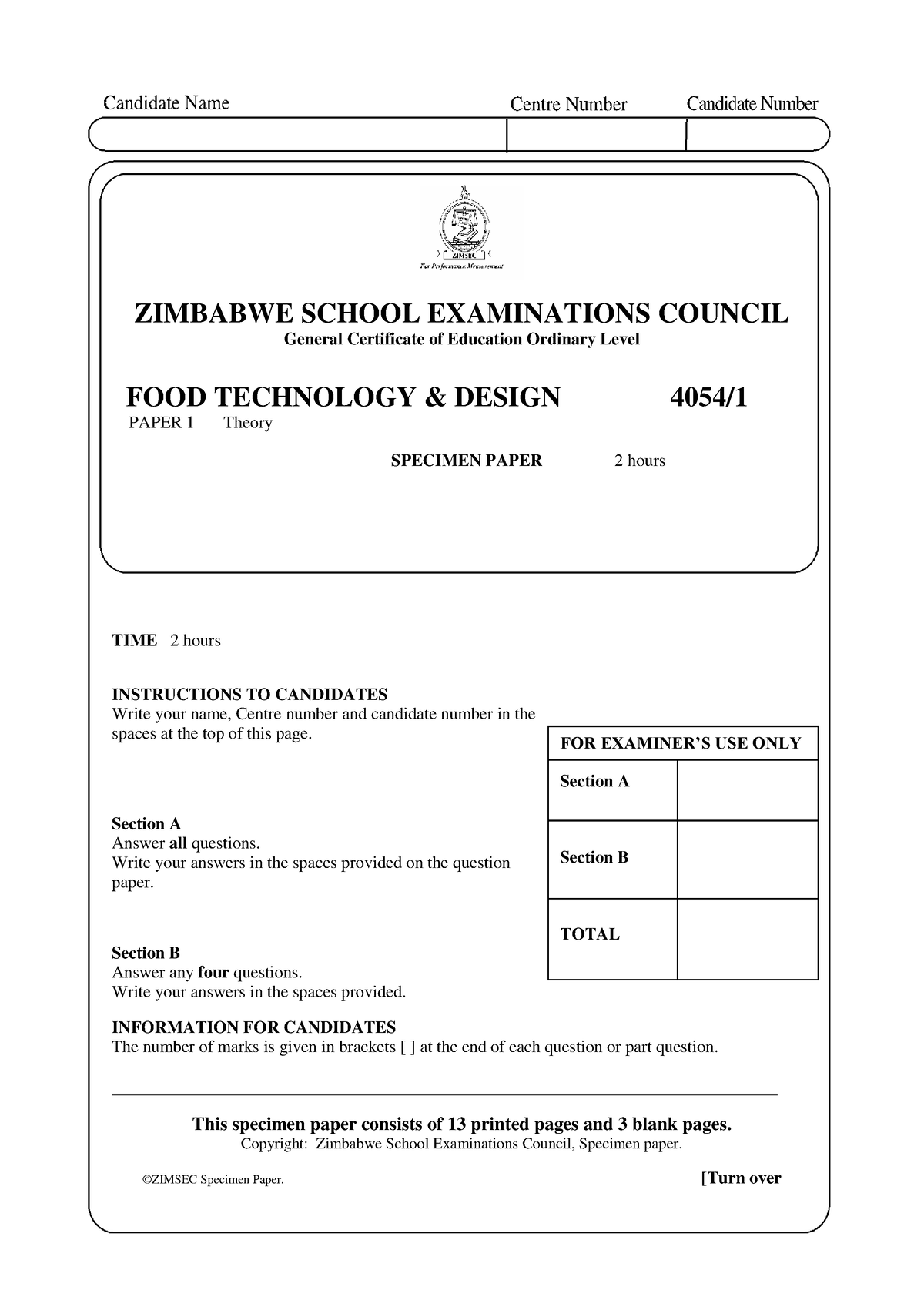 4054q01 - Lecture notes - ZIMBABWE SCHOOL EXAMINATIONS COUNCIL General ...