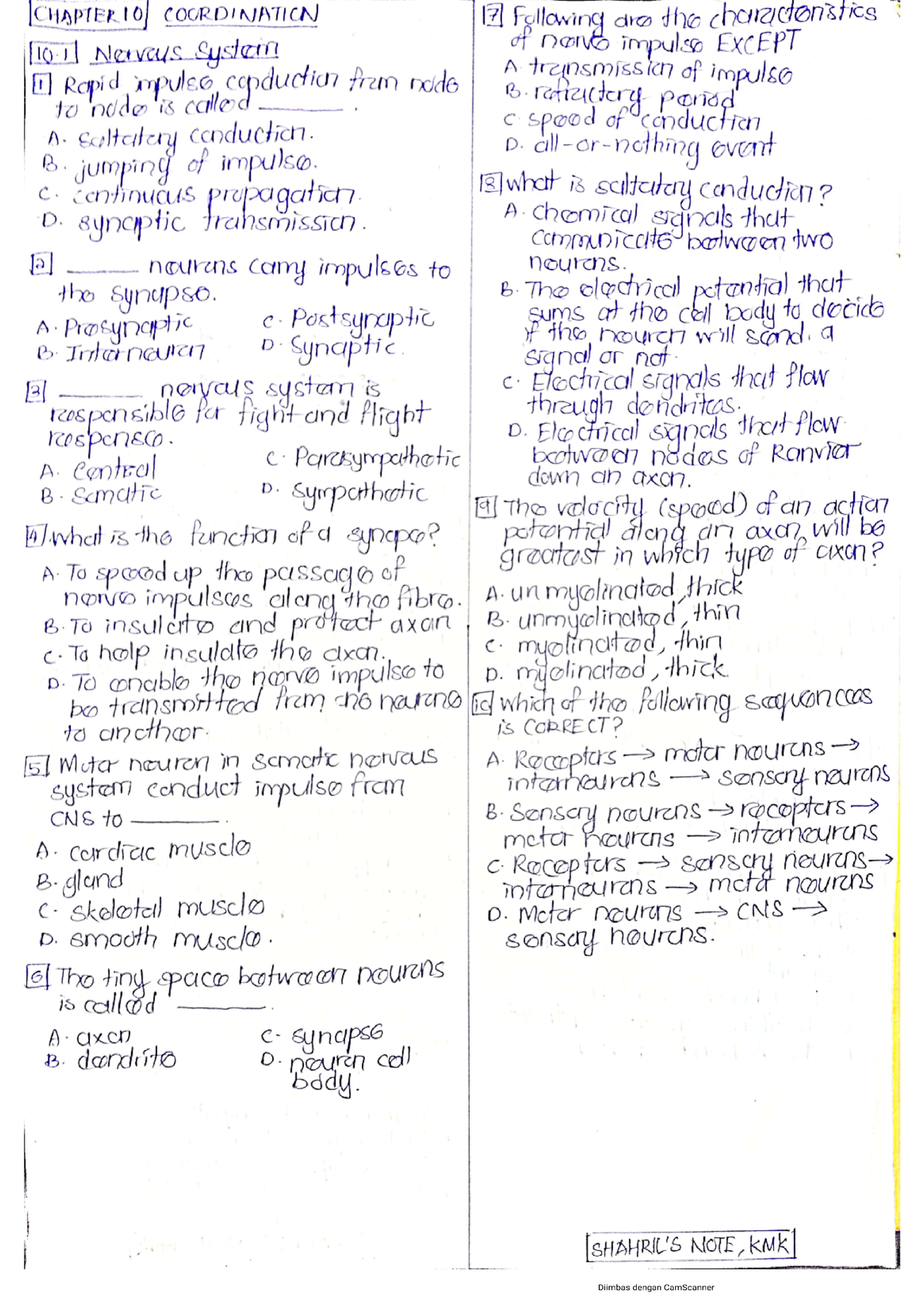 Lecture Question Chapter 10 - Biology - Studocu