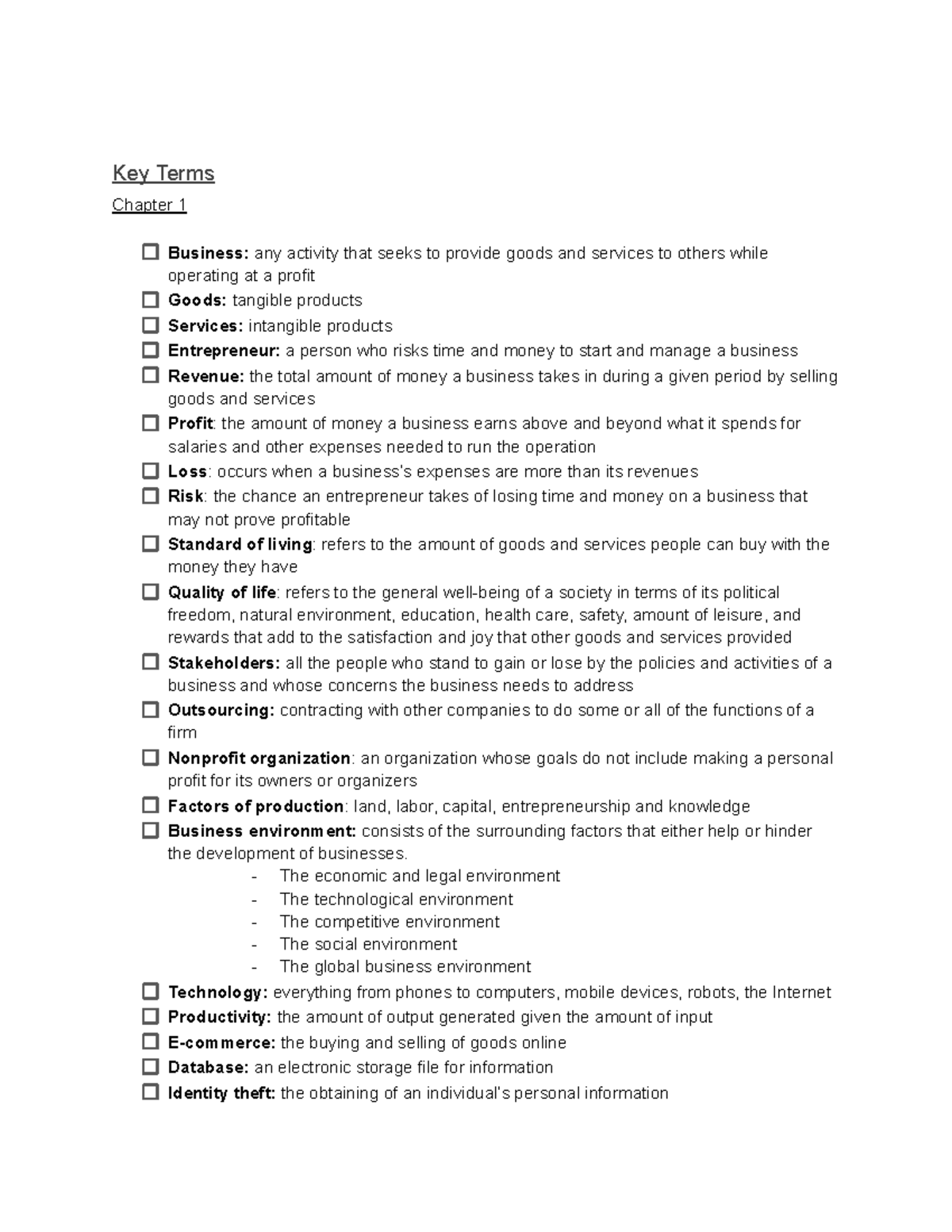 MGMT 1 Midterm Review - All the key terms from chapter 1-8, 10 and 11 ...
