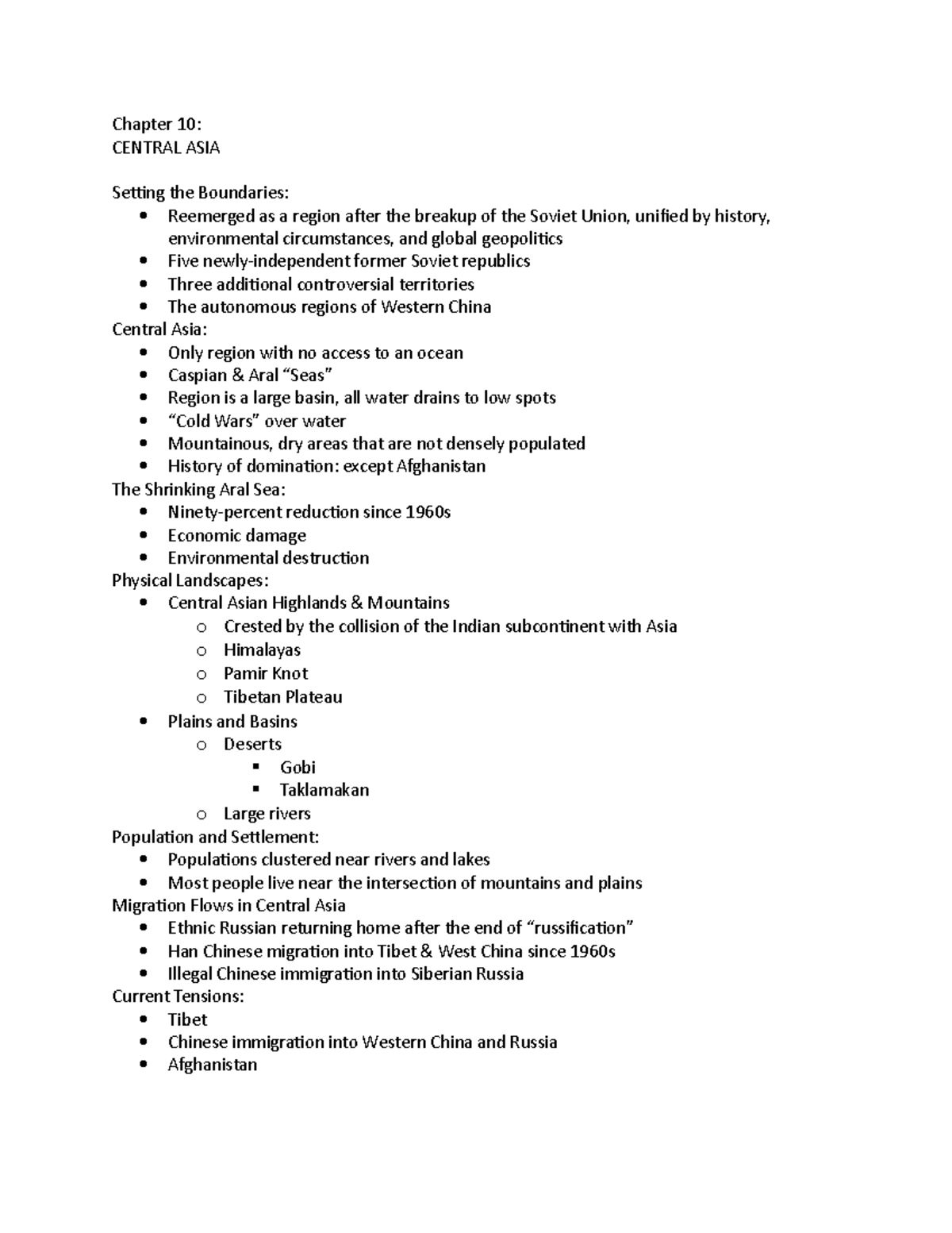 Chapter 10- Central Asia - Chapter 10: CENTRAL ASIA Setting the ...