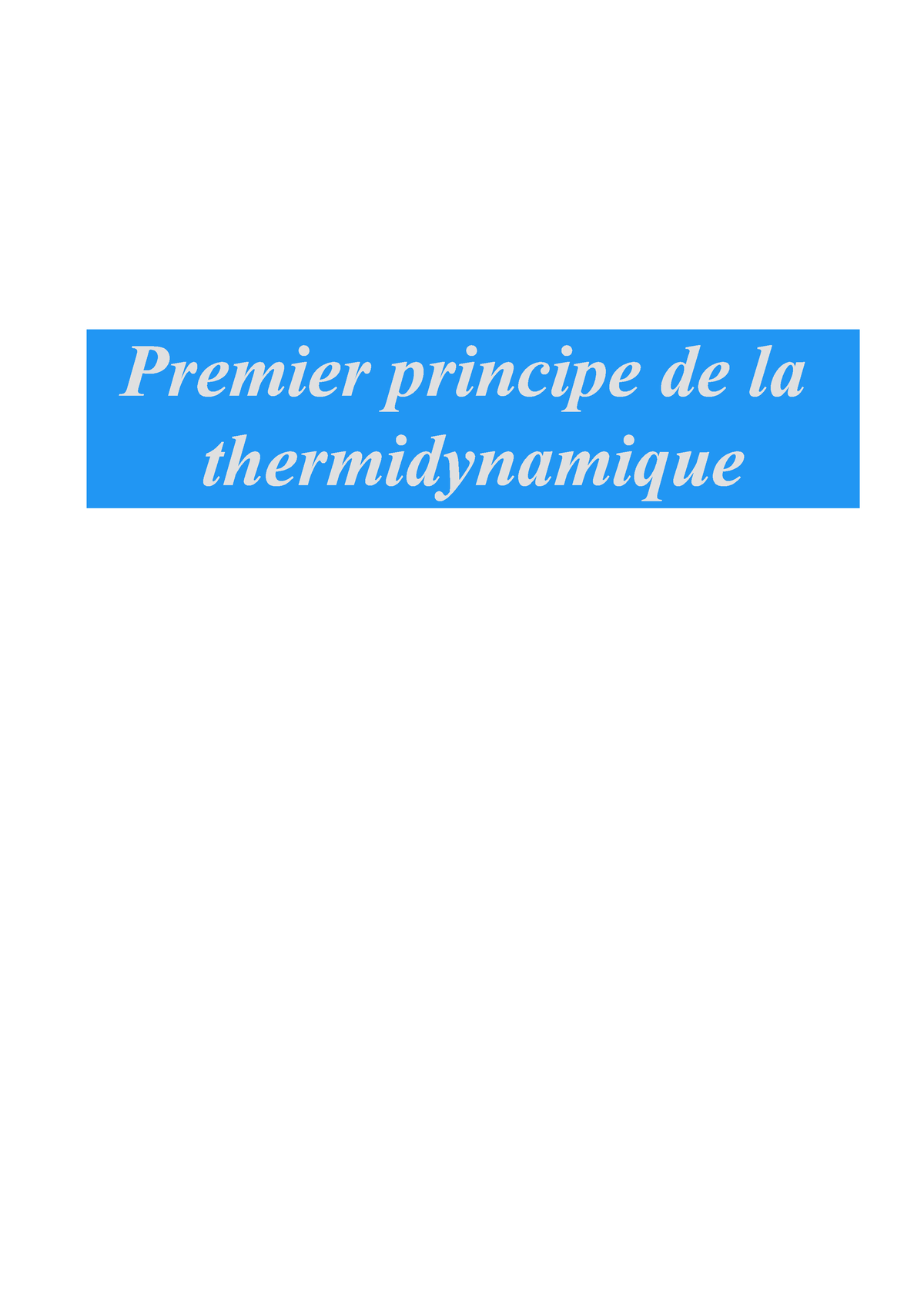 Premier Principe De La Thermo - Premier Principe De La Thermodynamique ...