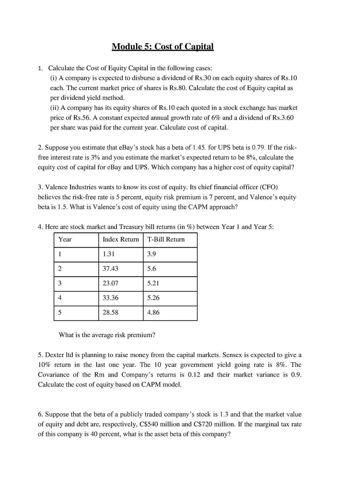 2.1 Module 2 Cost Of Capital Questions 2 - Module 5: Cost Of Capital ...