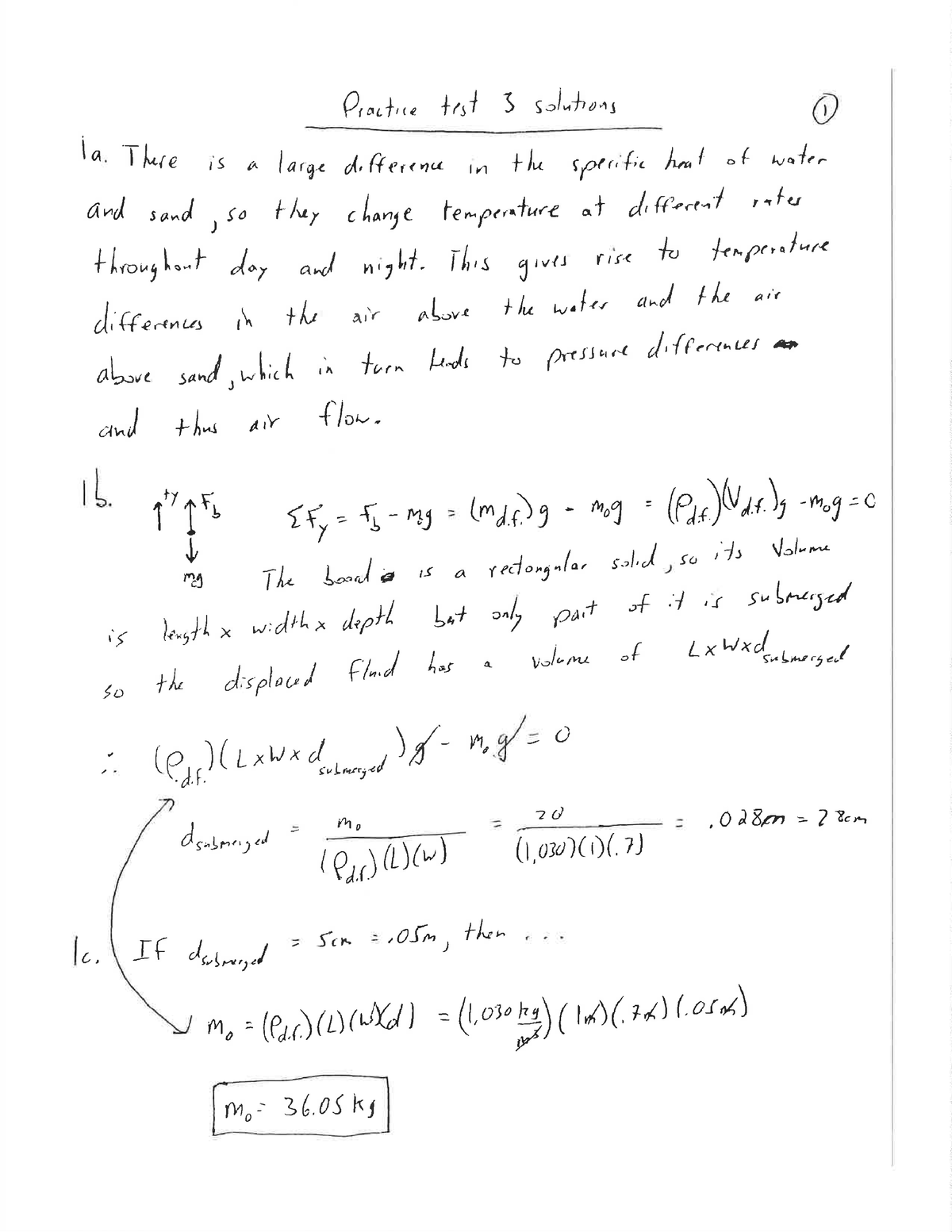 Practice Test 3a Solutions - PHY 2049 - Studocu