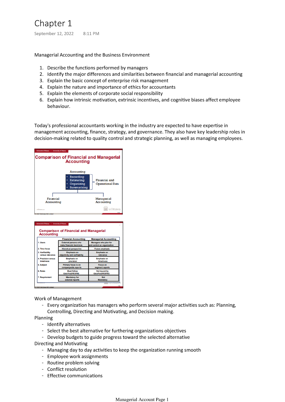 Chapter 1 Managerial Accounting Managerial Accounting And The Business Environment Describe 4423